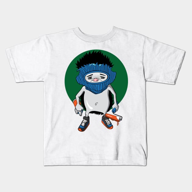 graffiti artist hedgehog Kids T-Shirt by Shvetsov